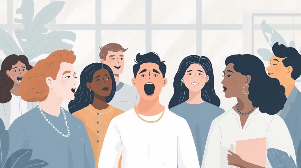 People subtly yawning after seeing another person yawn, illustrating the science of contagious yawning and social behavior.