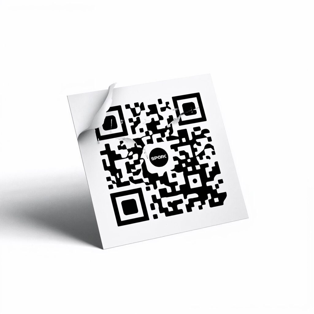 Partially damaged QR code with missing sections, demonstrating how QR codes remain scannable despite wear or distortion.